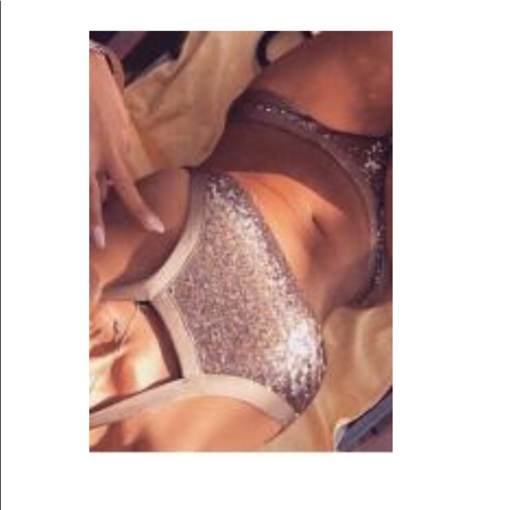 Coffee/pink bikini sequin size large (runs small)